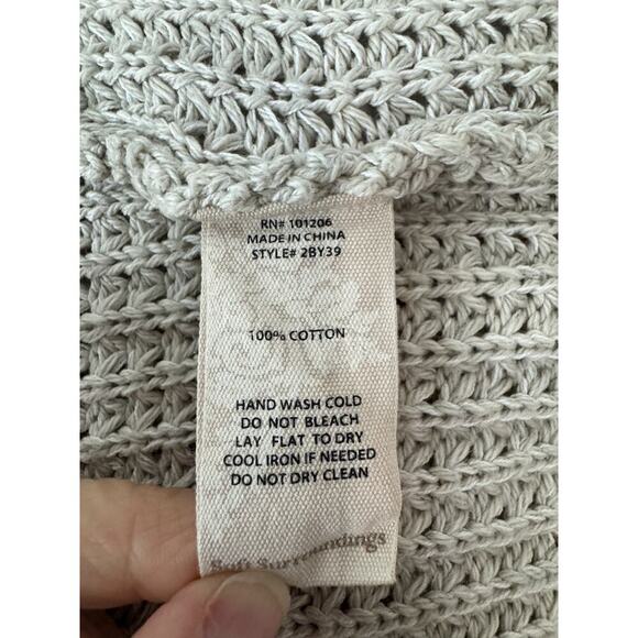 Oversized Cardigan Sweater Beige Waffle-Knit Shell-Style Buttons Medium Cozy - Picture 7 of 10